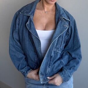 Vintage Y2K Basic Elements Denim Bomber Jacket